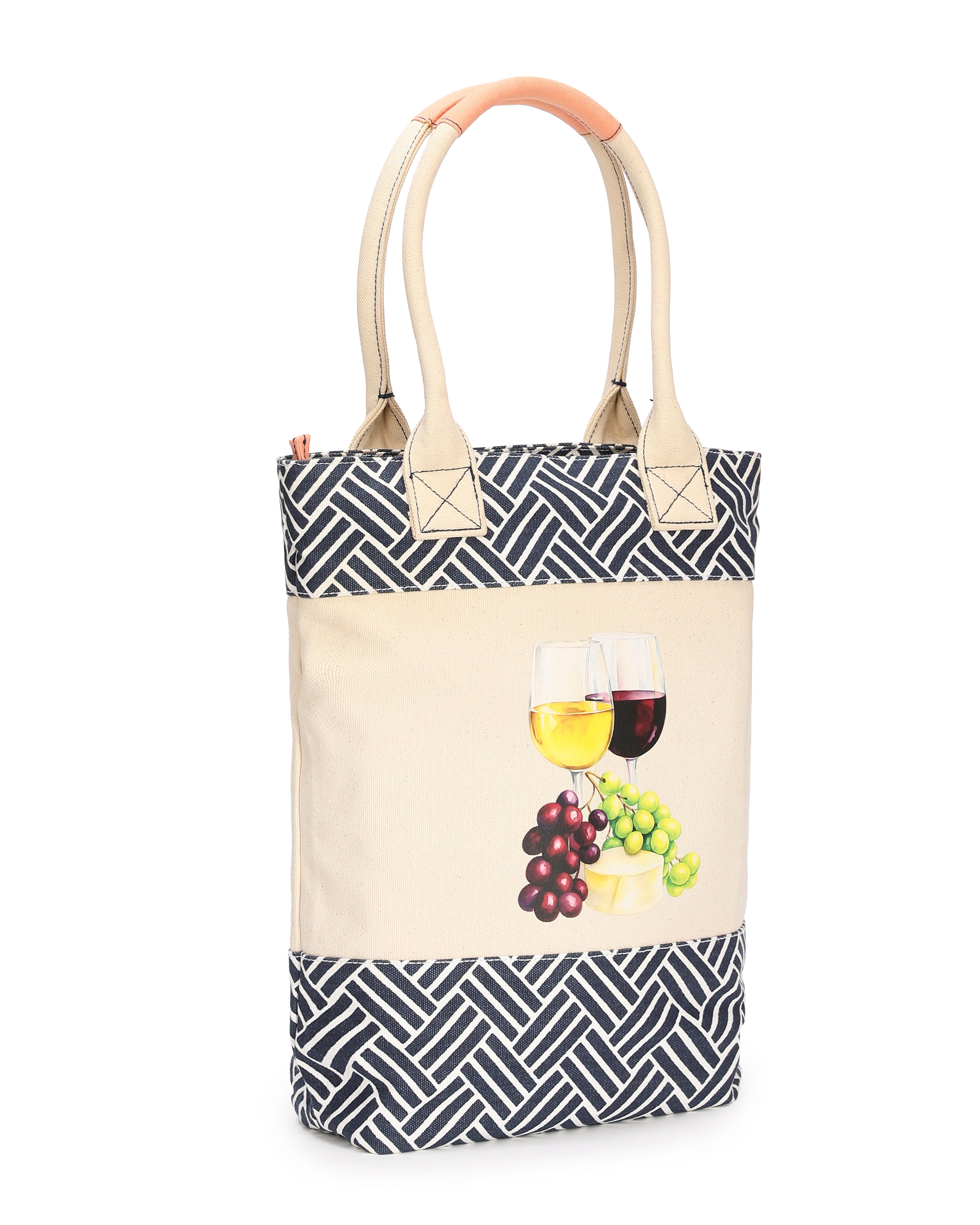 Double bottle wine tote - Grapes Print