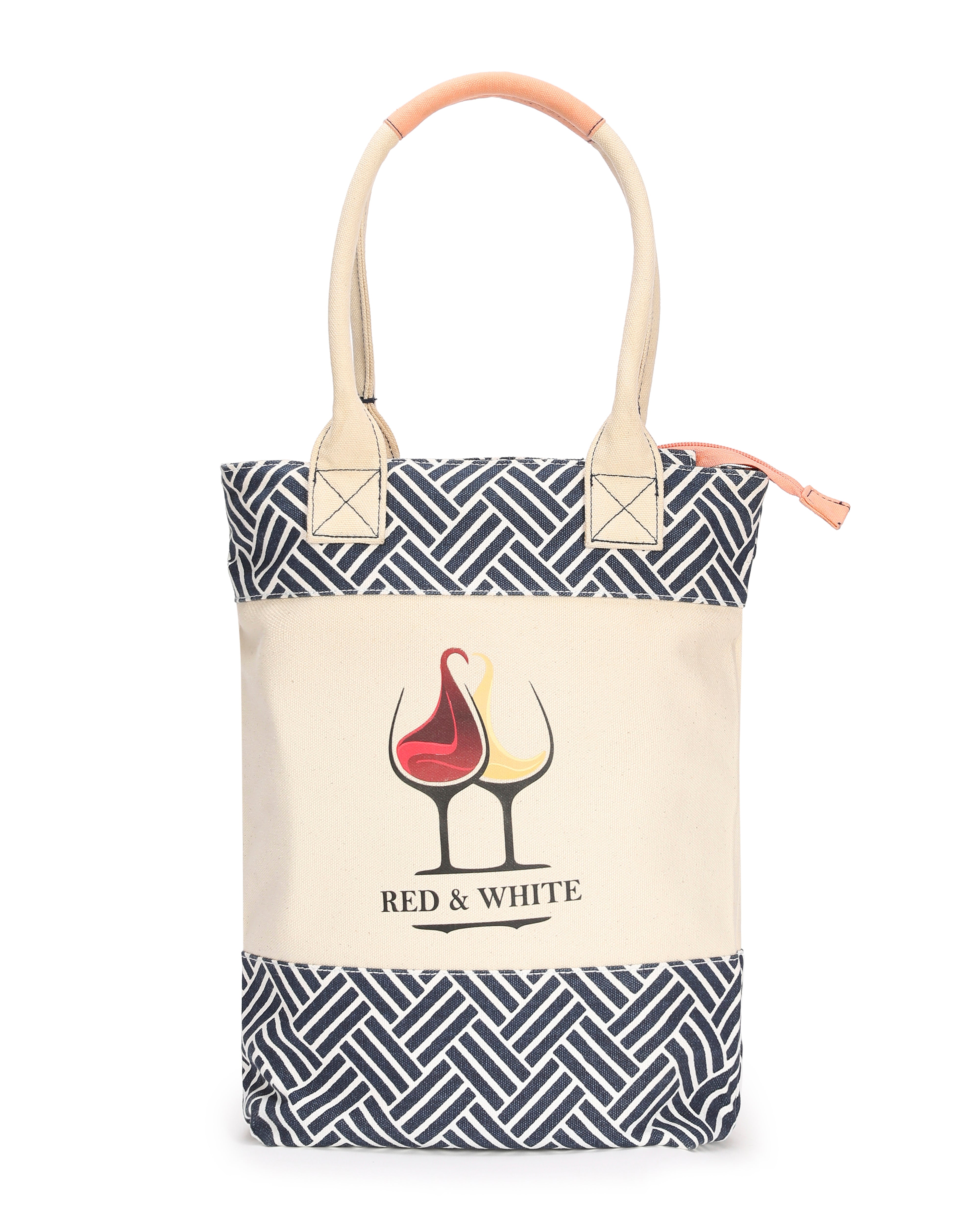 Double bottle wine tote - Red & White glasses Print