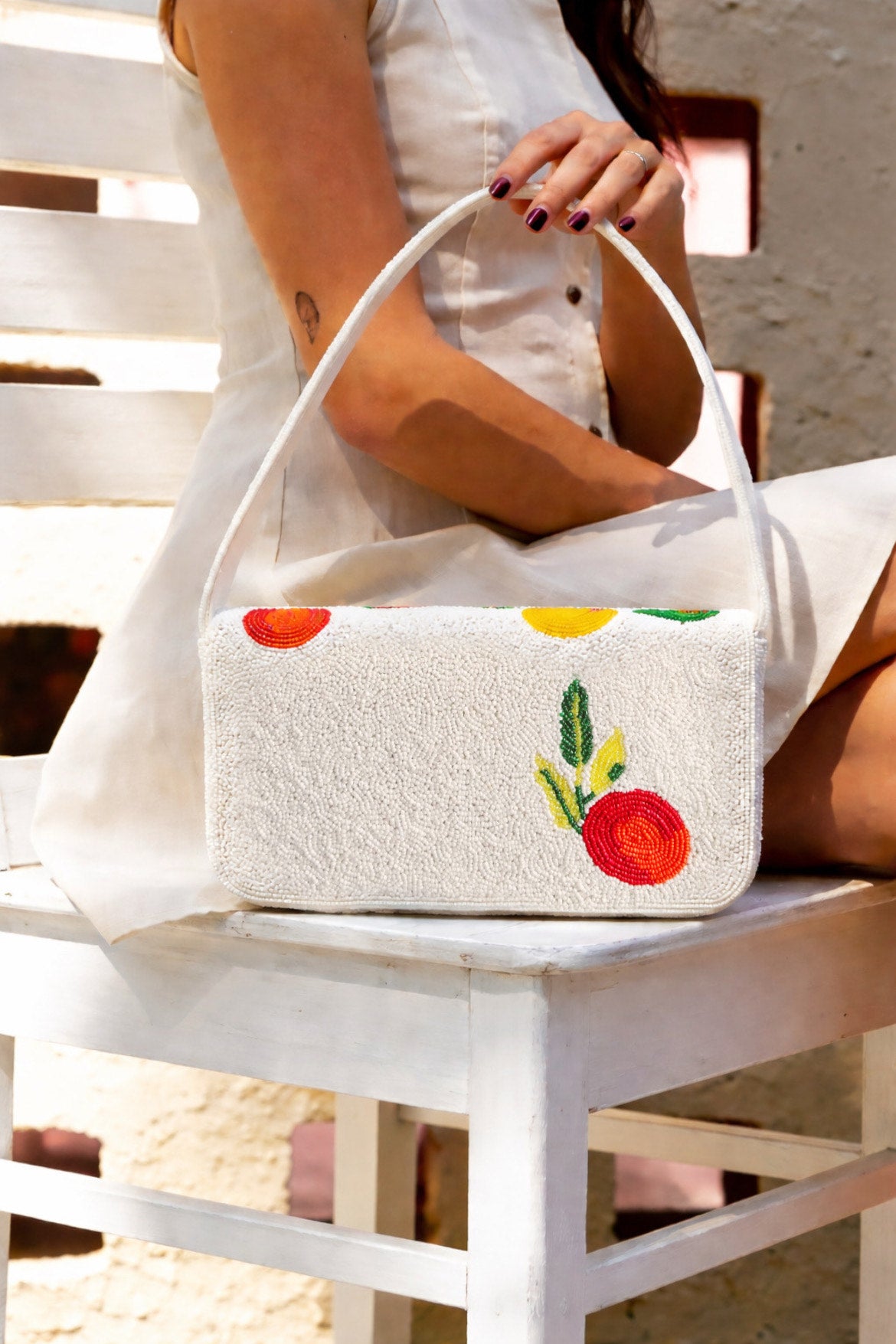 CITRUS BLOOM BEADED SHOULDER BAG