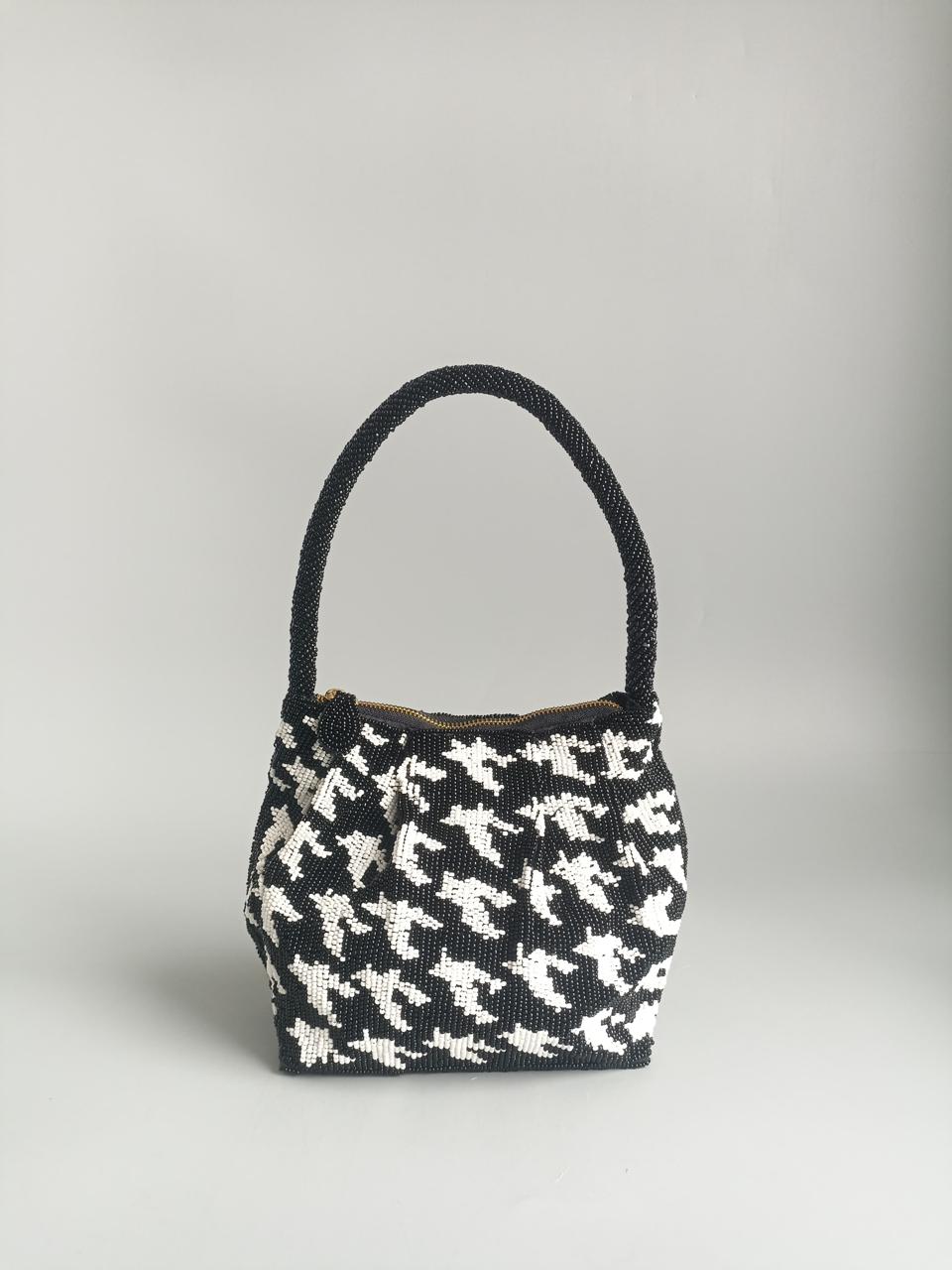 Houndstooth Beaded Bag