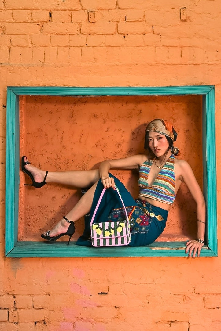 NATKHAT NIMBU BEADED SHOULDER BAG