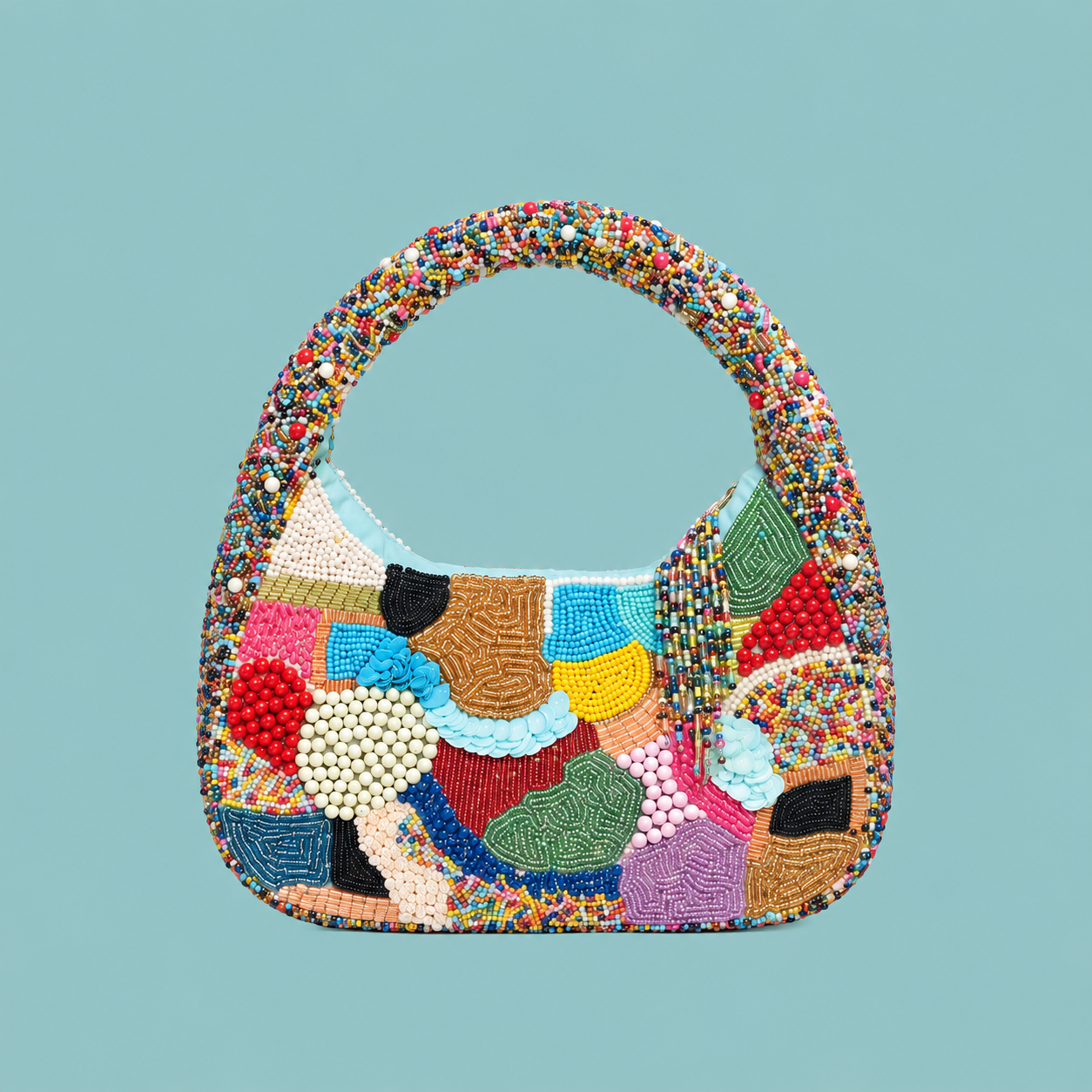 Confetti Beaded Crescent Bag