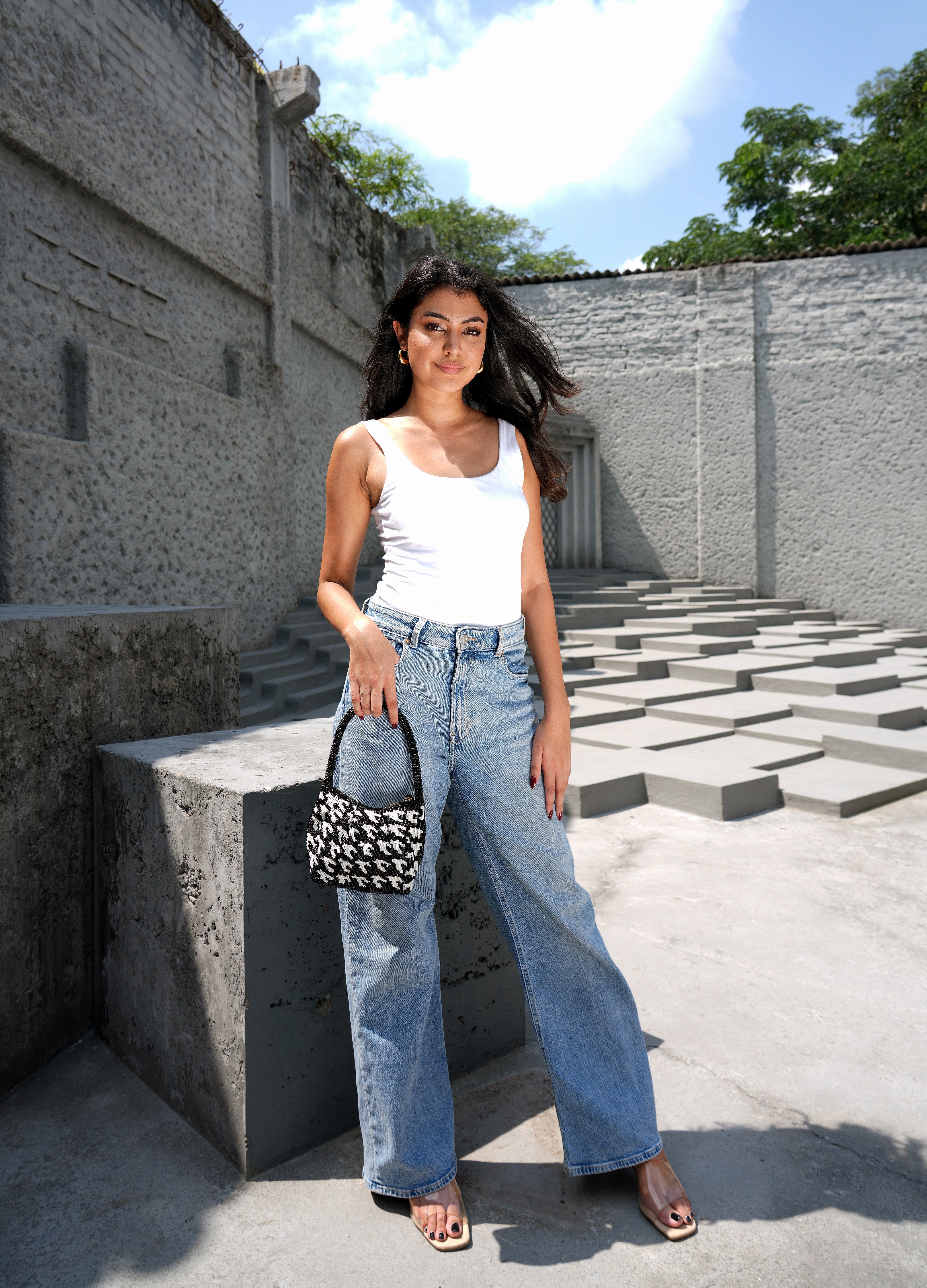 Houndstooth Beaded Bag