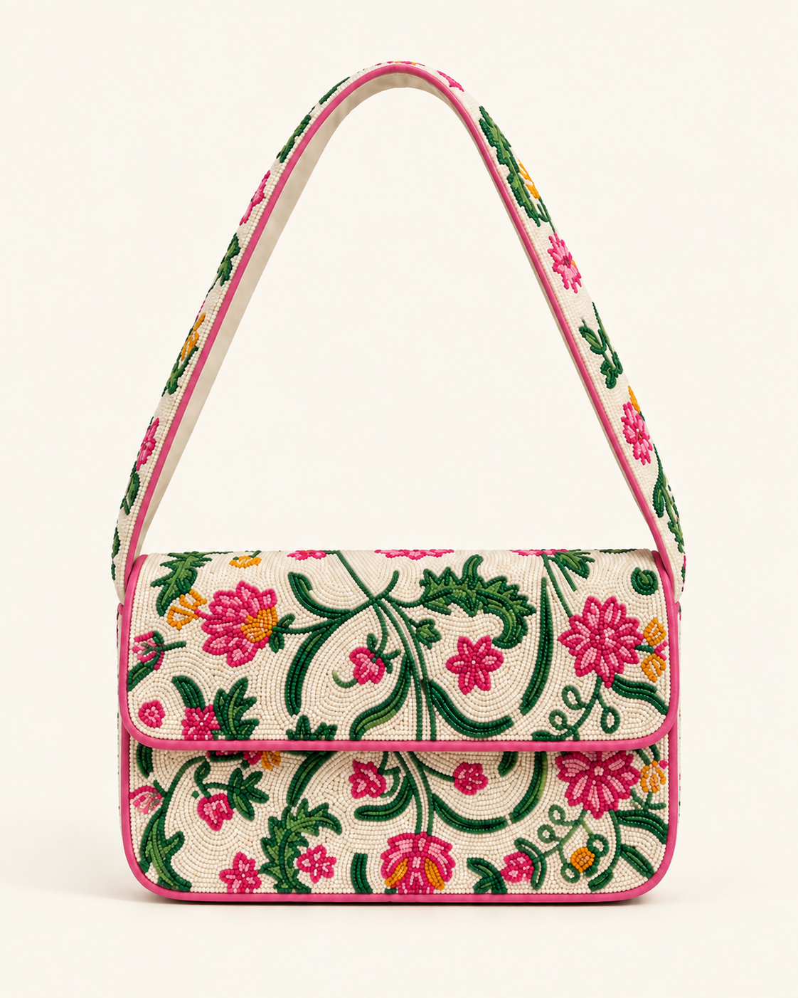 PINK AND WHITE GENIE SHOULDER BAG