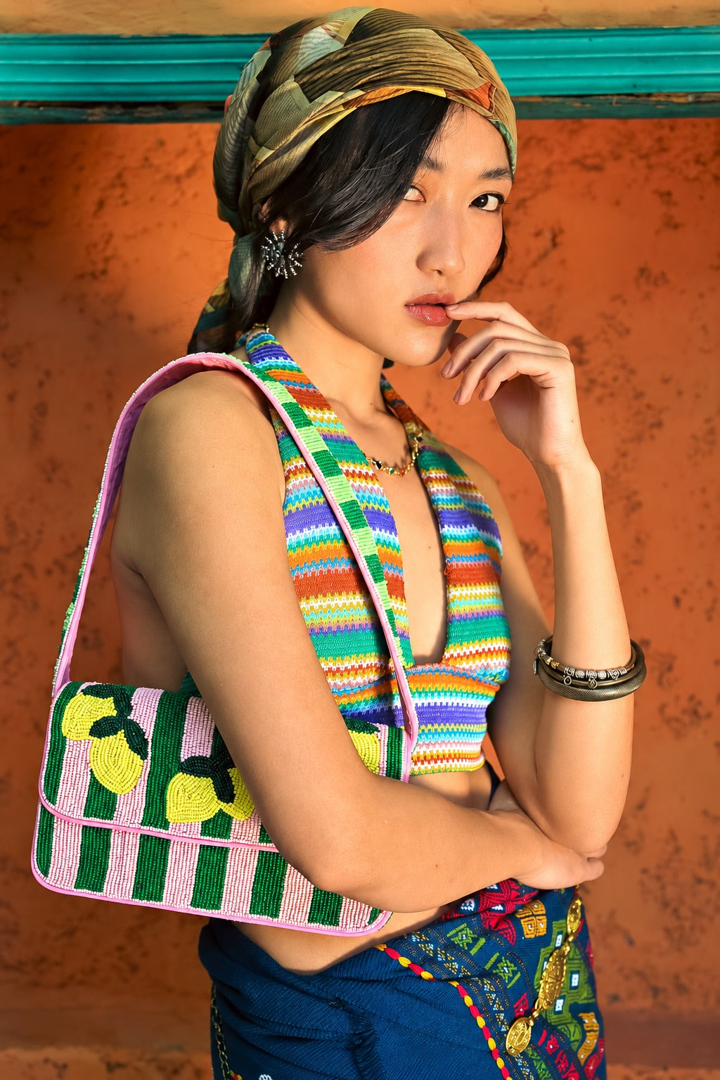 NATKHAT NIMBU BEADED SHOULDER BAG
