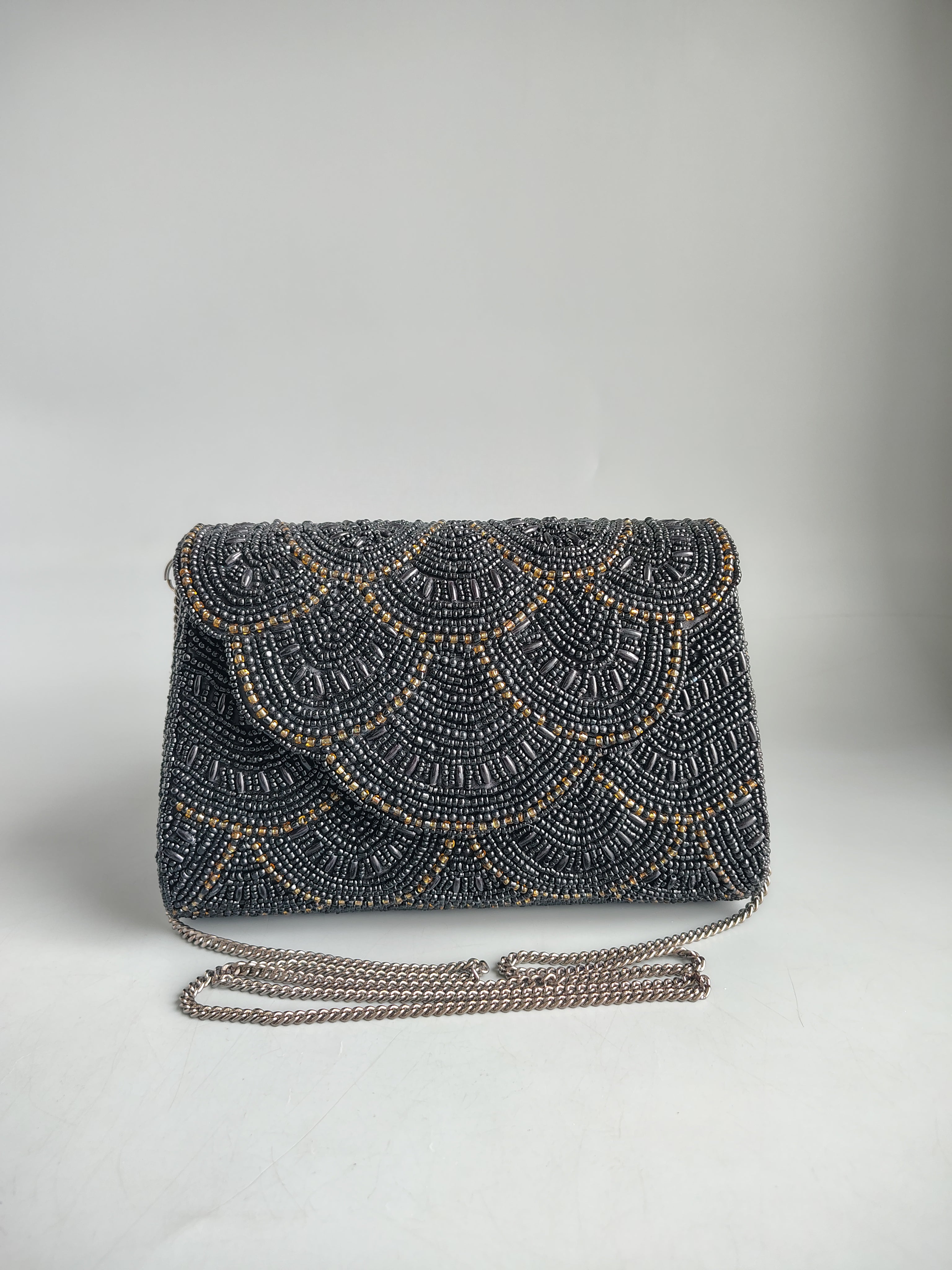 BLACK AND GOLD BOXY CLUTCH