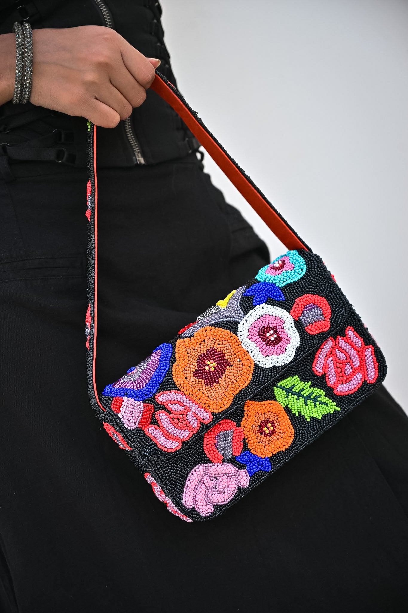 BLOOM BABY BLACK BEADED SHOULDER BAG SET
