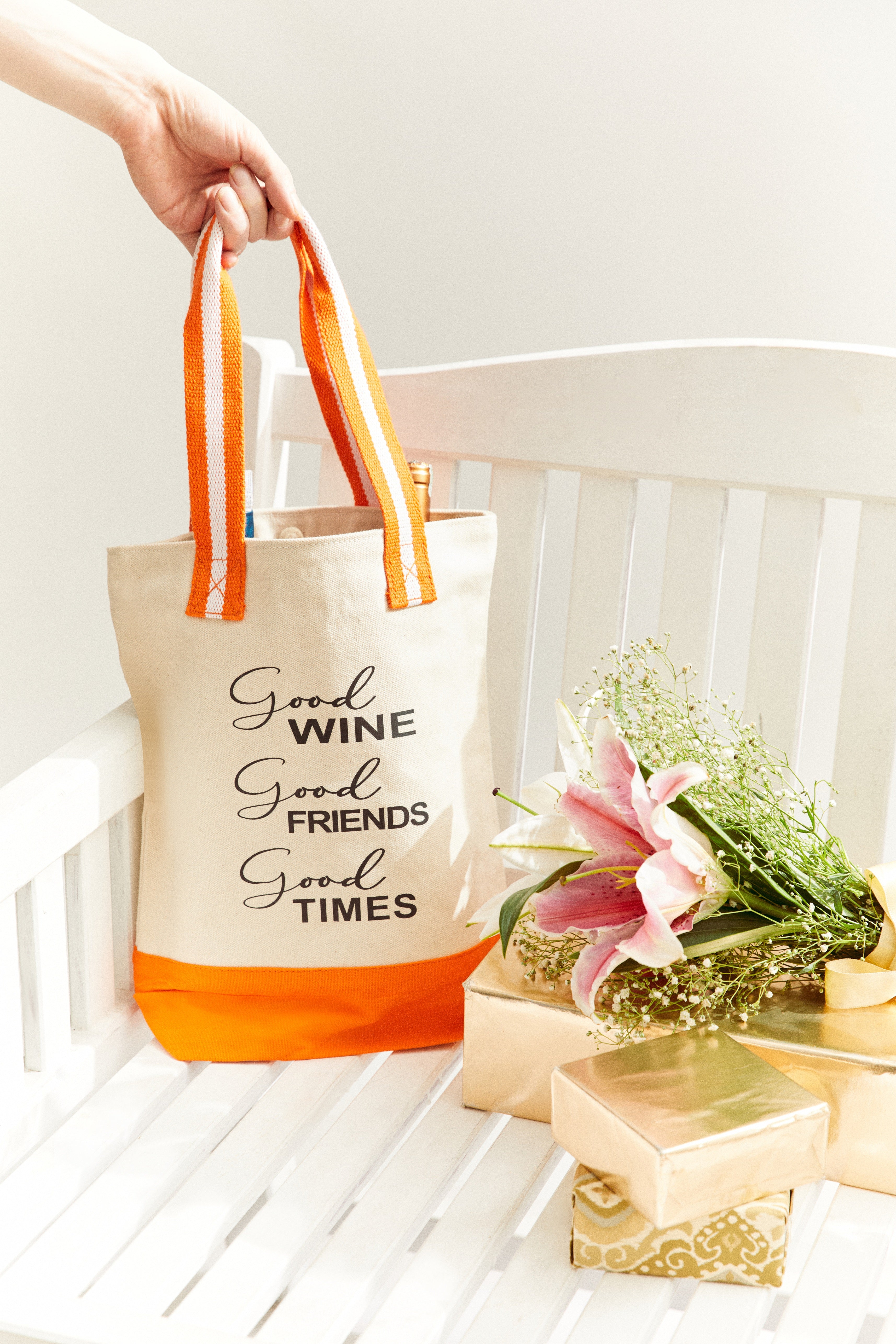 IPFC DOUBLE BOTTLE WINE TOTE - Good Wine print