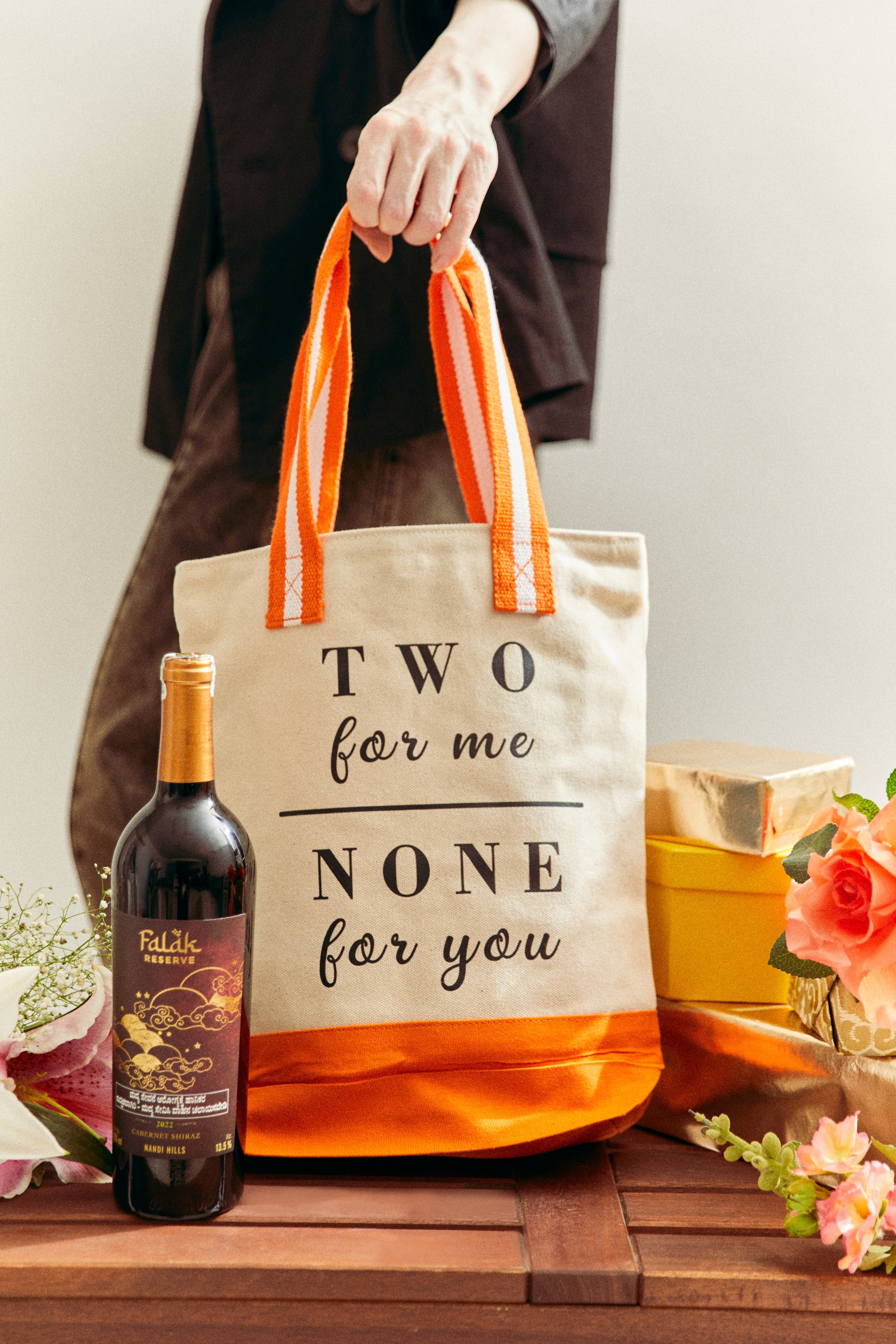 IPFC DOUBLE BOTTLE WINE TOTE - Two for Me print