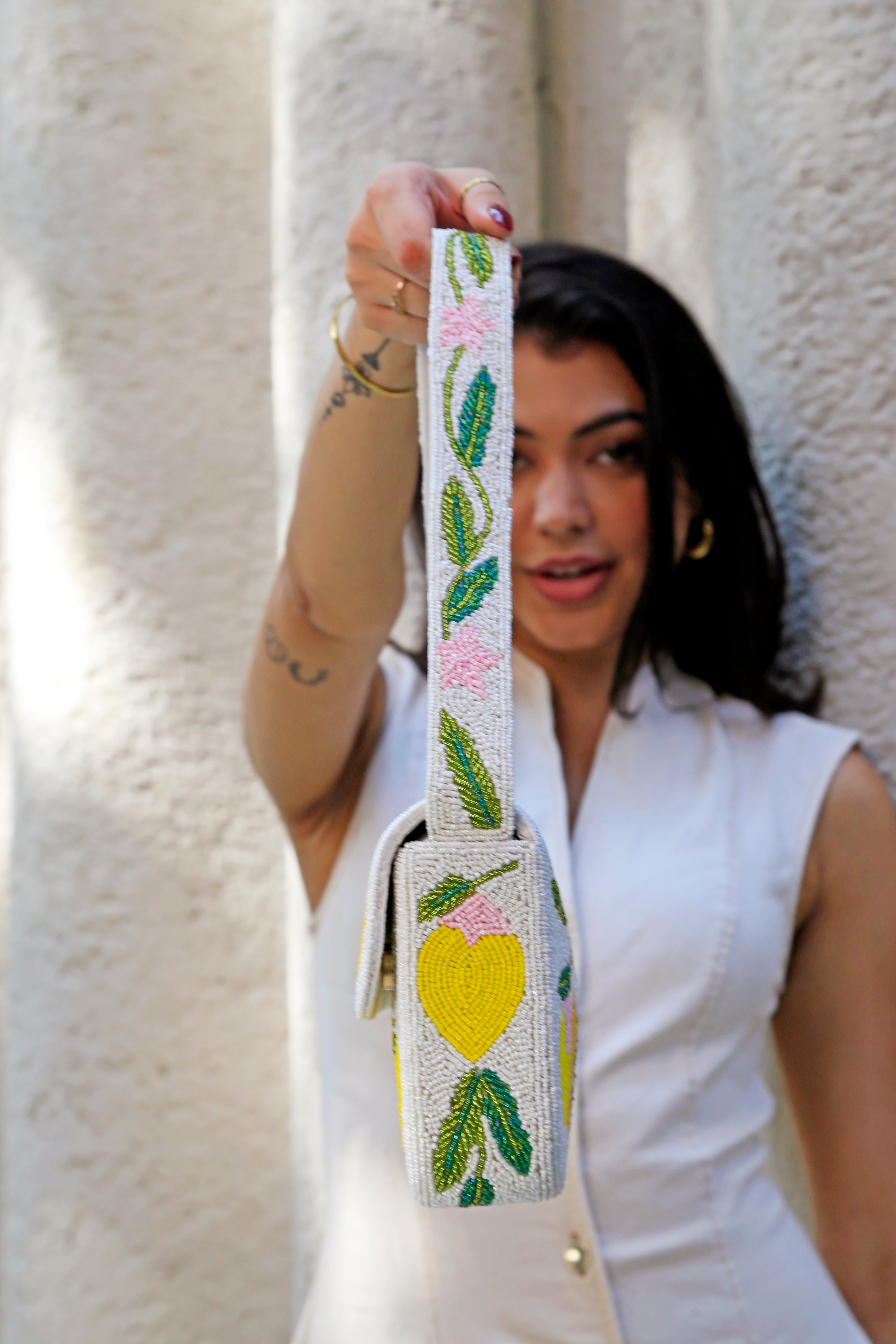 Citrus Crush Beaded Shoulder Bag