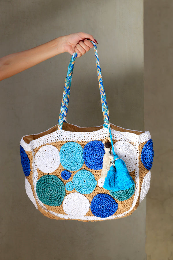 INDIAN ROLLER RAFFIA CROCHET TOTE