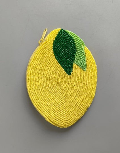NATKHAT NIMBU LEMON & LEMONY BEADED SHOULDER BAG & COIN POUCH