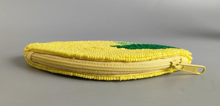 NATKHAT NIMBU LEMON & LEMONY BEADED SHOULDER BAG & COIN POUCH