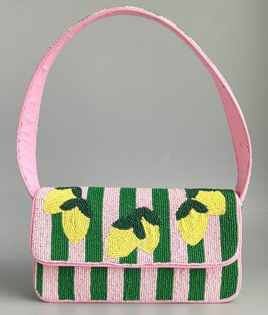 NATKHAT NIMBU LEMON & LEMONY BEADED SHOULDER BAG & COIN POUCH