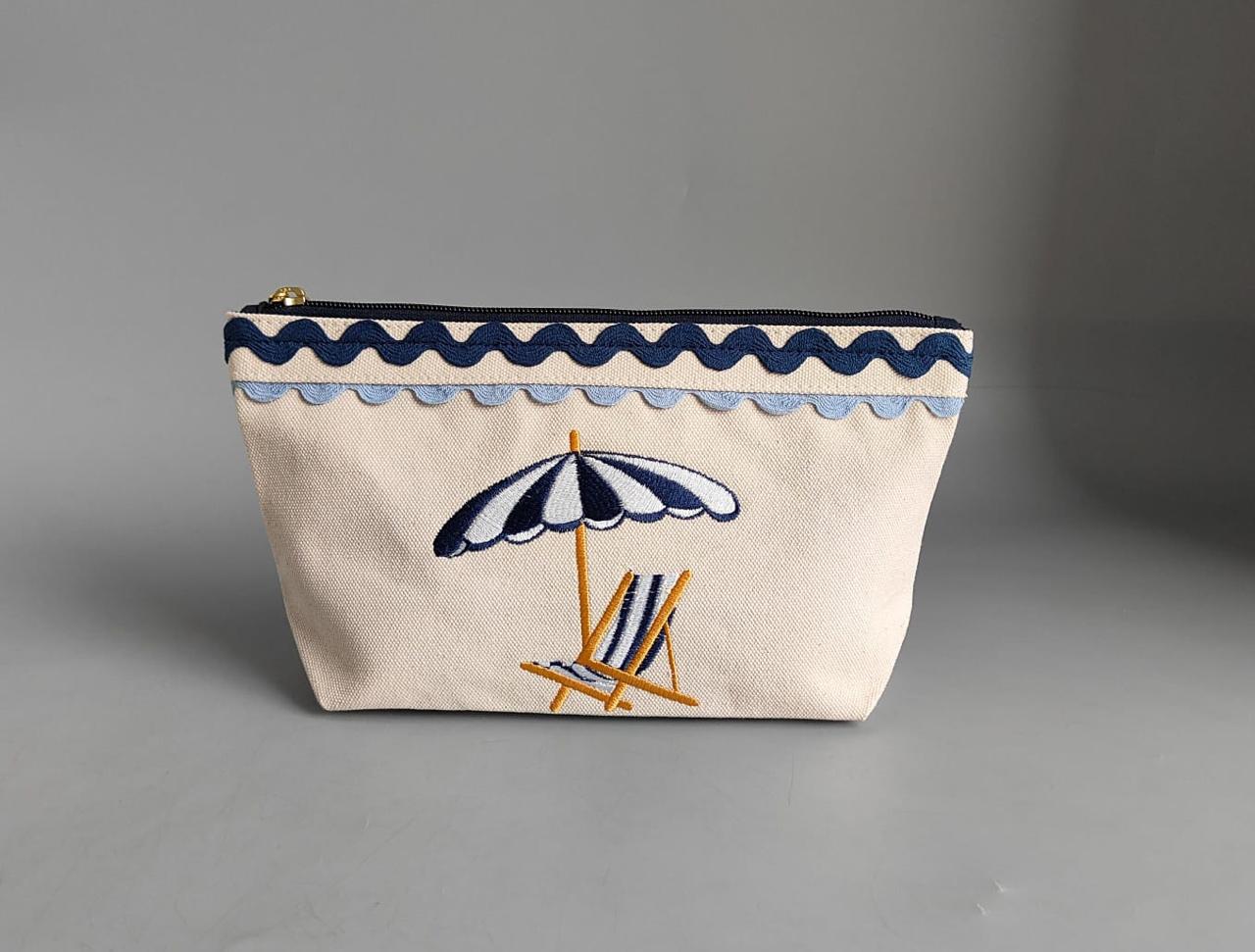 BEACHY DAYS EMBROIDERED VANITY POUCH