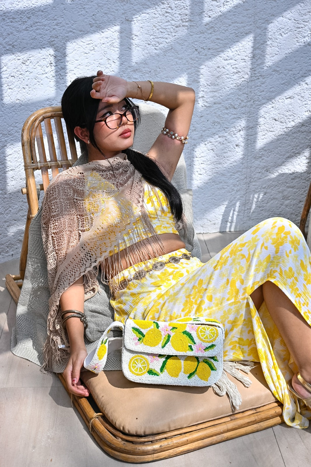 Citrus Crush Beaded Shoulder Bag & Coin Pouch Set