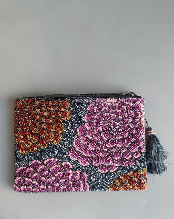 Beaded Floral Sling Clutch