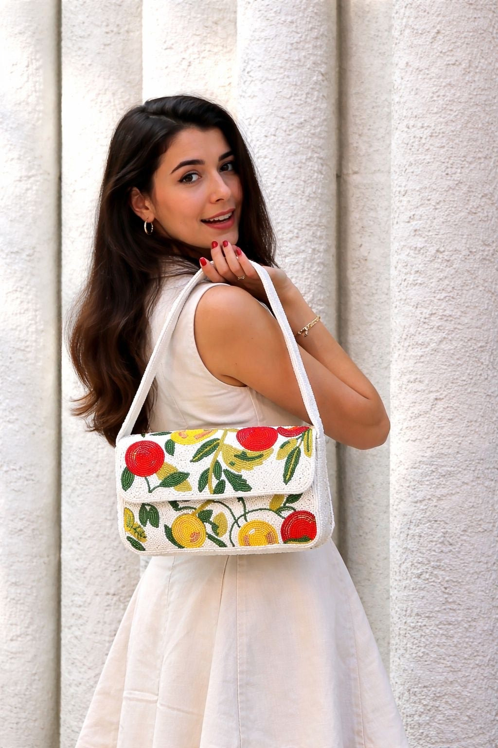 CITRUS BLOOM BEADED SHOULDER BAG