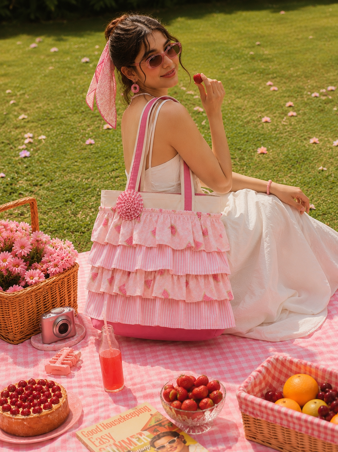 PINK FRILL WITH WATER RESISTANT LINING