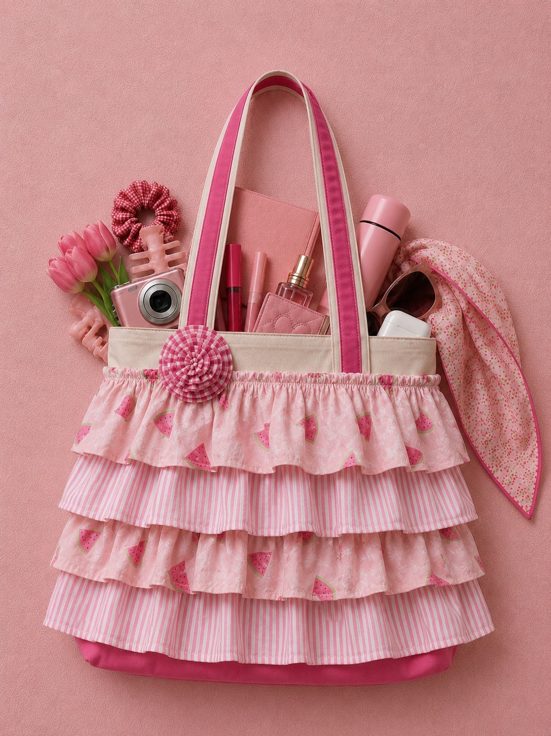 PINK FRILL WITH WATER RESISTANT LINING