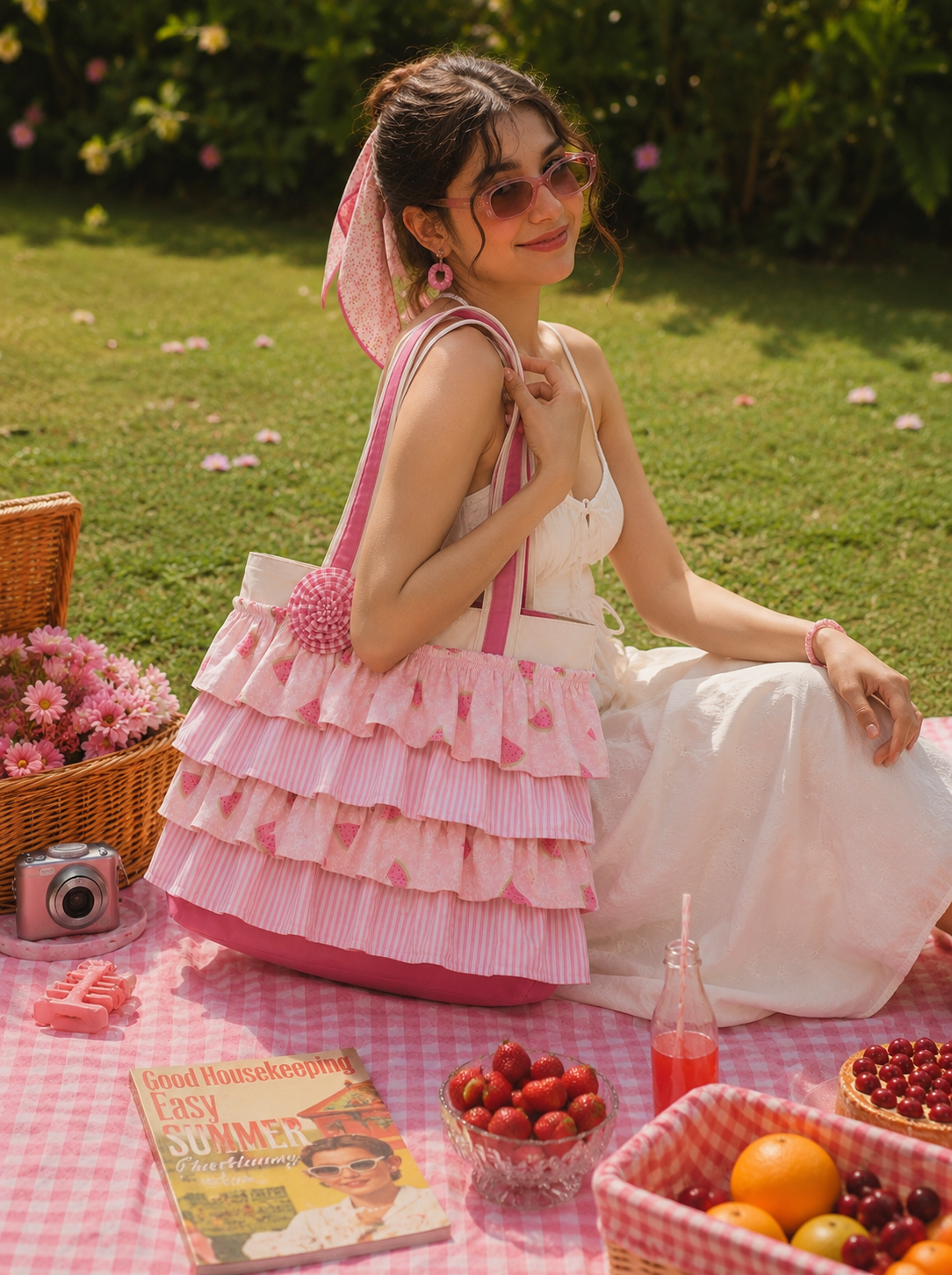 PINK FRILL WITH WATER RESISTANT LINING
